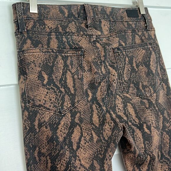NWOT Paige Wax Coated Brown Snakeskin Print Hoxton Ultra Skinny Jeans Size 29 - Picture 8 of 13